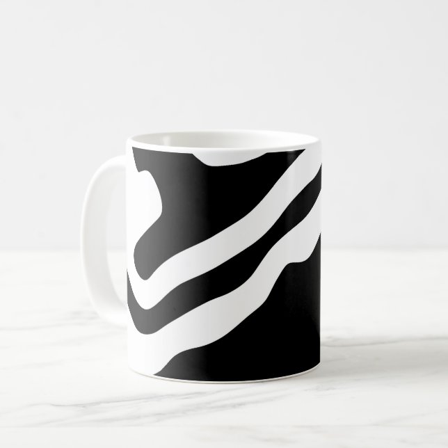 Caneca De Café No Profundo: Abstrato preto e branco (Frente Esquerda)