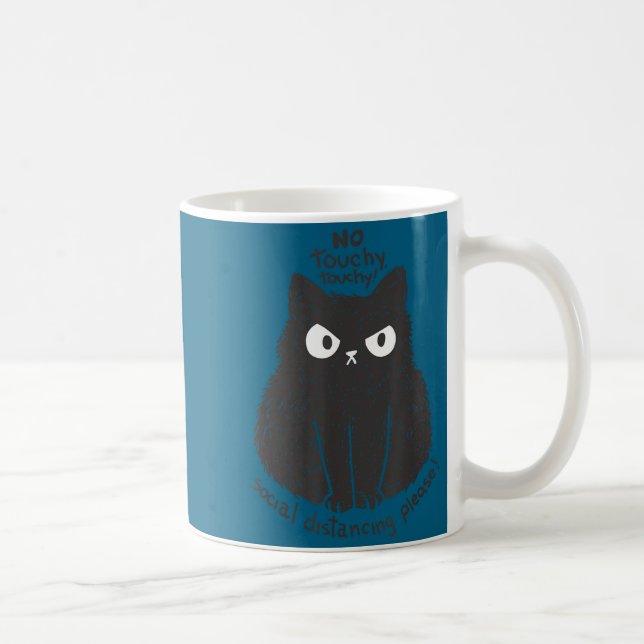 Caneca De Café No Touchy Social Distancing Please Funny Angry Cat (Direita)