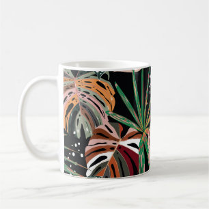 Caneca De Café Nó Tropical: Padrão de Floresta Exótica Escura