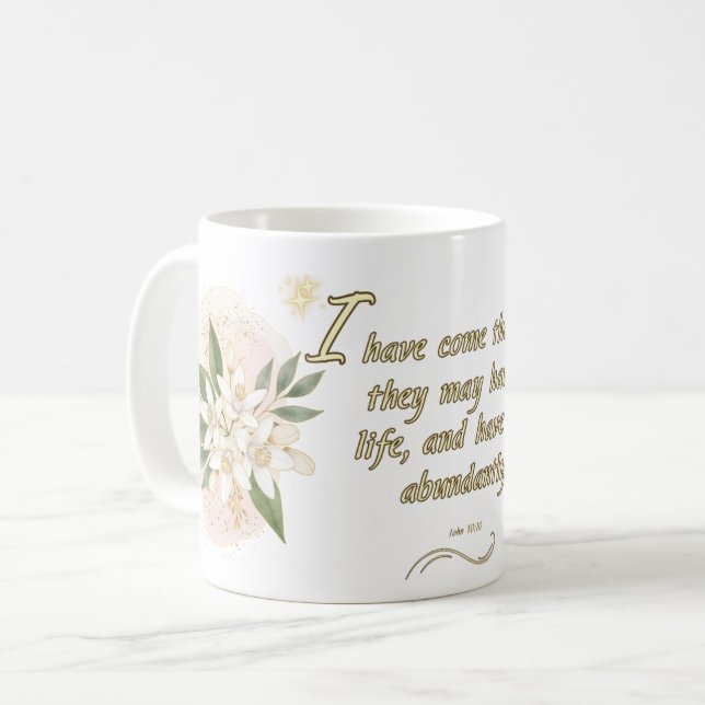 Caneca De Café Noble Life Mug: 'John 10:10 (Frente Esquerda)
