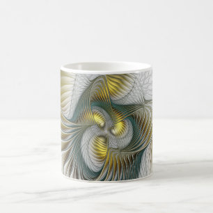 Caneca De Café Nobre Ouro Teal Abstrato Fantasy Arte Fractal