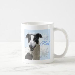 Caneca De Café Noel2 preto & branco do galgo