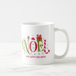 Caneca De Café Noel - assinatura de tipografia colorida e diverti
