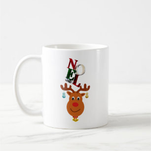 Caneca De Café Noel Deer Bells Bauble Rudolf Snowflakes Natal