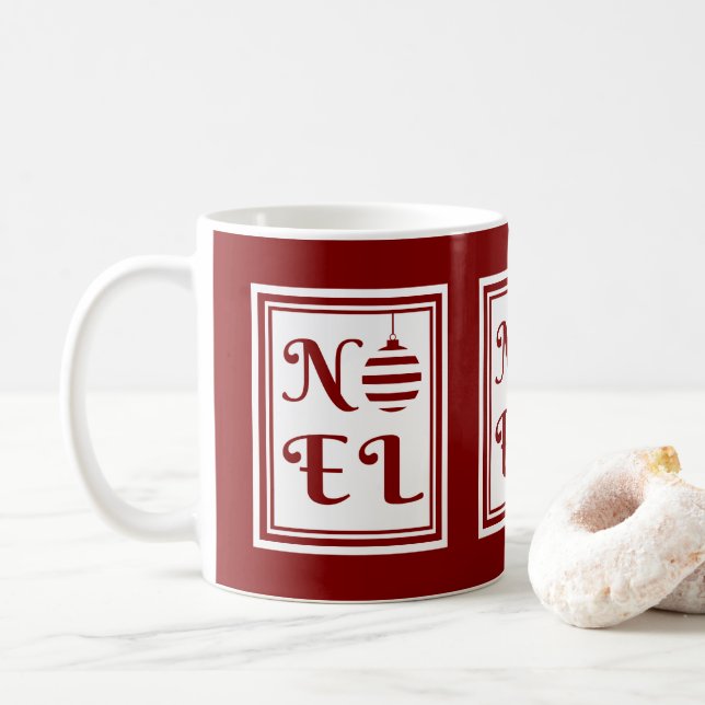 Caneca De Café Noel Natal Vermelho e Branco (Com Donut)