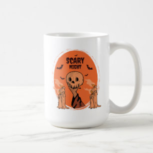 Caneca De Café Noite Assustadora Crânio de Halloween e Desenho de