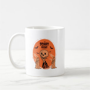 Caneca De Café Noite Assustadora Crânio de Halloween e Desenho de