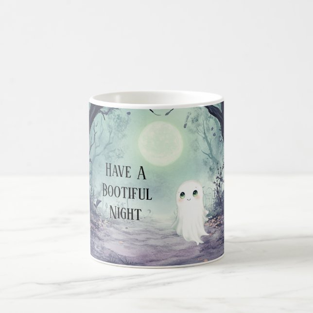 Caneca De Café Noite Bootiful Fantasma da Lua Cheia Halloween (Centro)