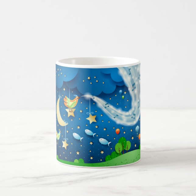 Caneca De Café Noite com música e aves (Centro)
