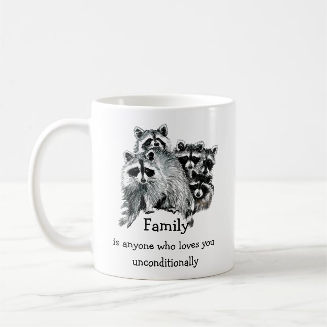 Caneca De Café Noite de Amor entre Amigos da Família Raccoon (Esquerda)