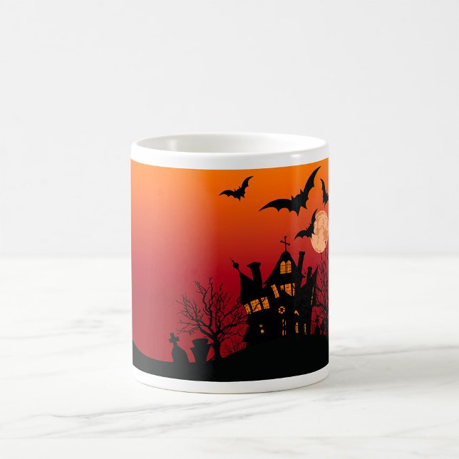 Caneca De Café Noite de Halloween de Spooky Haunted House (Criador carregado)