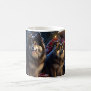 Caneca De Café Noite de Natal Finlandesa de Lapphund Snowy Sleigh