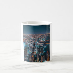 Caneca De Café Noite – Deslumbrantes Luzes da Cidade e Paisagem U