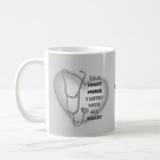 Caneca De Café Noite Enfermeira Coração Cinza (Esquerda)