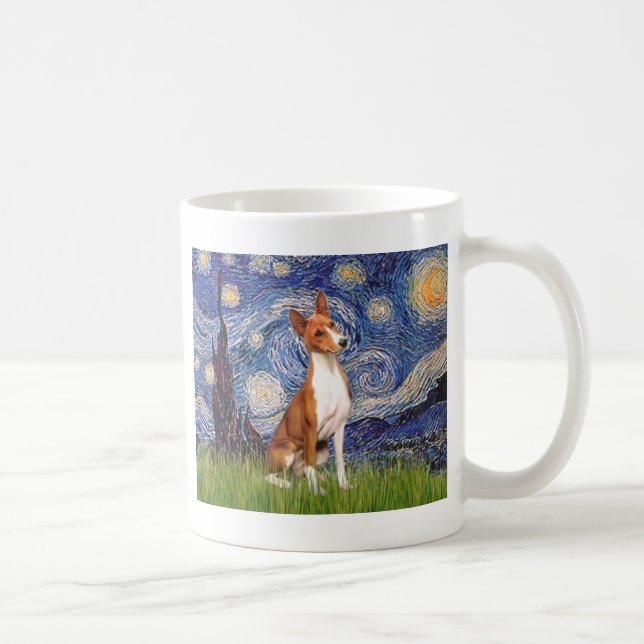 Caneca De Café Noite Estrelada - Basenji (Direita)