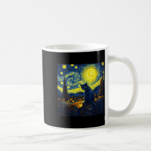 Caneca De Café Noite Estrelada Divertida Van Gogh Gato Sem Rei pa