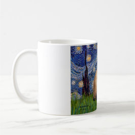 Caneca De Café Noite Estrelada - Dois gatos siameses (Ponto Choc)