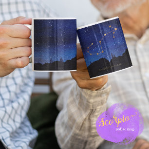 Caneca De Café Noite Estrelada Ouro Escorpião Constelação do Zodí
