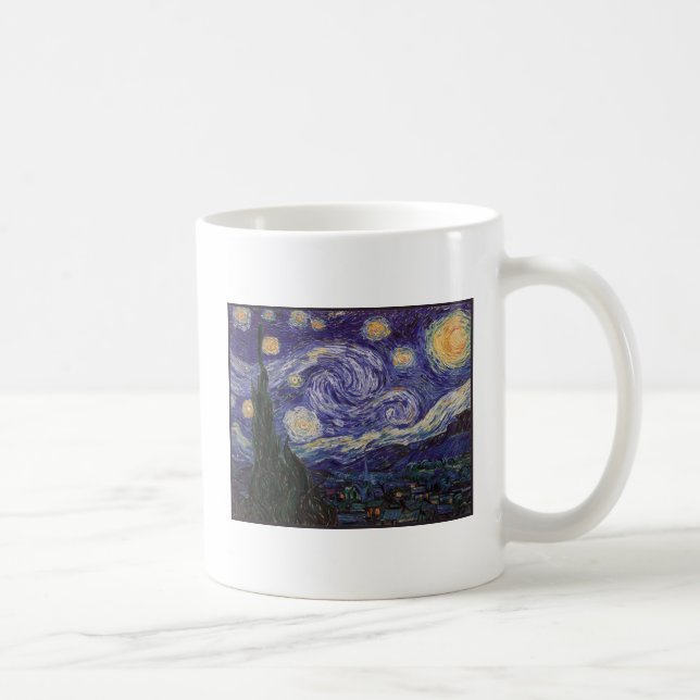 Caneca De Café Noite Estrelada, Van Gogh Cidade Francesa Saint Re (Direita)