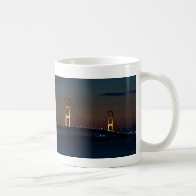 Caneca De Café Noite Na Ponte Mackinac Coffee Mug (Direita)