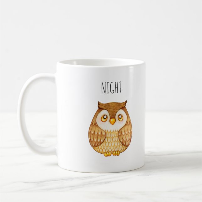 Caneca De Café Noite Owl Watercolor (Esquerda)
