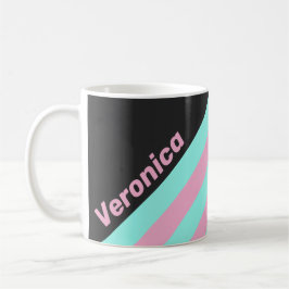Caneca De Café Noite Retro Listras Prismáticas com Nome