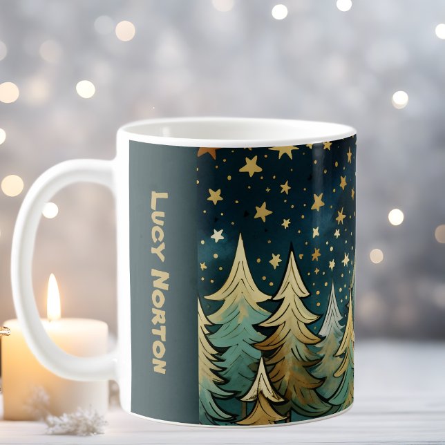 Caneca De Café Noite santa e estrelada de Natal (Criador carregado)