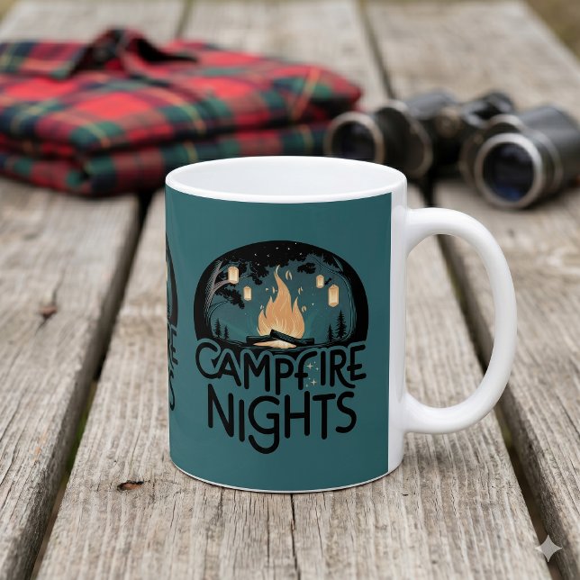 Caneca De Café Noites Aconchegantes ao redor da Fogueira Aventura (Cozy Campfire Nights Rustic Outdoor Adventure Coffee Mug)