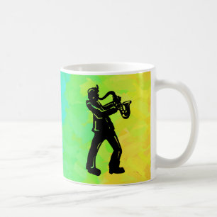 Caneca De Café Noites de Boogie de Nova York Saxofone Arco-íris