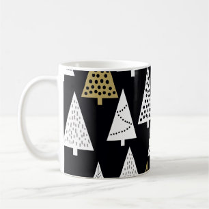 Caneca De Café Noites de inverno: Árvores de Prata Dourada.