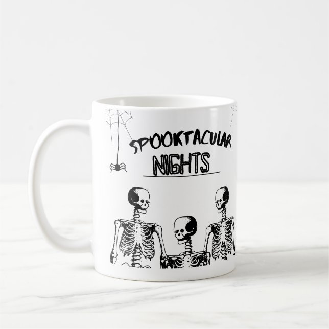 Caneca De Café Noites de Spooktacular Feliz Halloween Céu engraça (Esquerda)