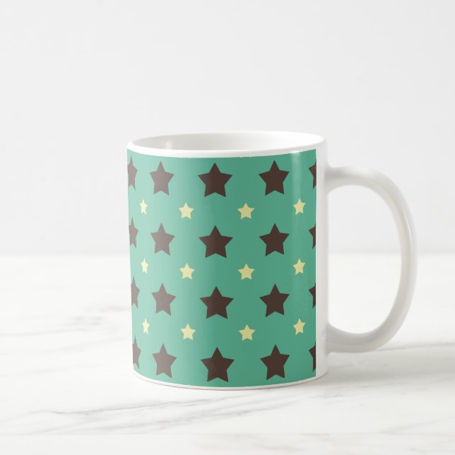Caneca De Café *Noites Turquesas Estrelas Retro * Mug (Direita)
