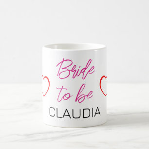 Caneca De Café Noiva a ser Nome corações rosa vermelho