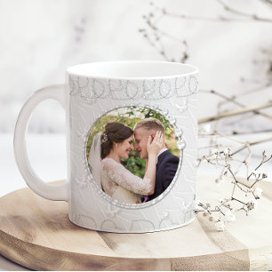 Caneca De Café Noiva Casamento Casal Adicionar Foto Nomes