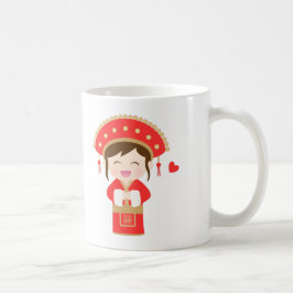 Caneca De Café Noiva de casamento chinês tradicional fofo para el
