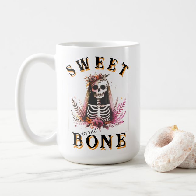 Caneca De Café Noiva de Halloween doce ao Osso (Com Donut)