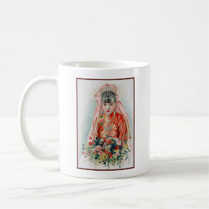Caneca De Café Noiva de Vermelho no Casamento Chinês em Xangai