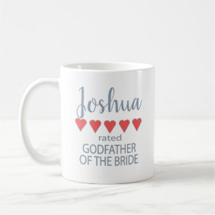 Caneca De Café Noiva e Cortejo de Casamento 5 Corações Padrinho d
