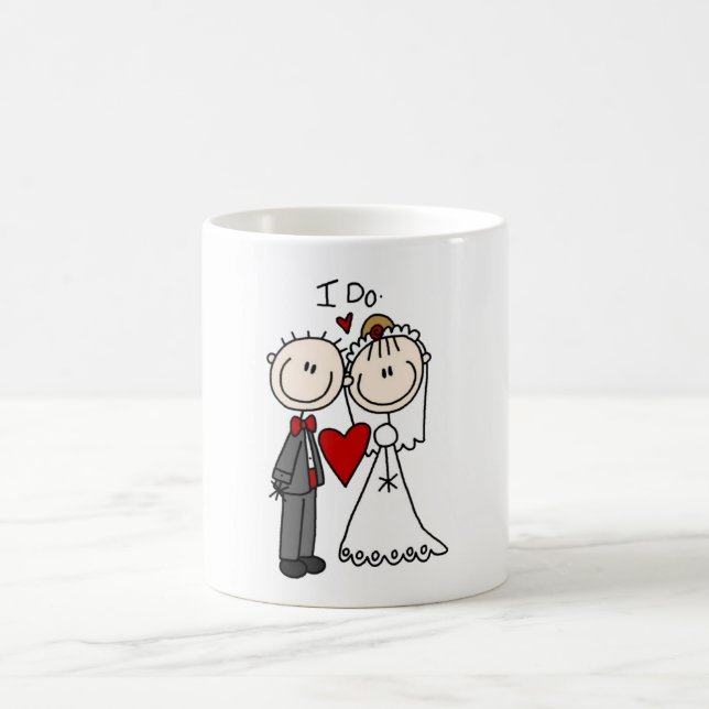 Caneca De Café Noiva e Groom Stick Figuras Casamento Eu Faço (Centro)