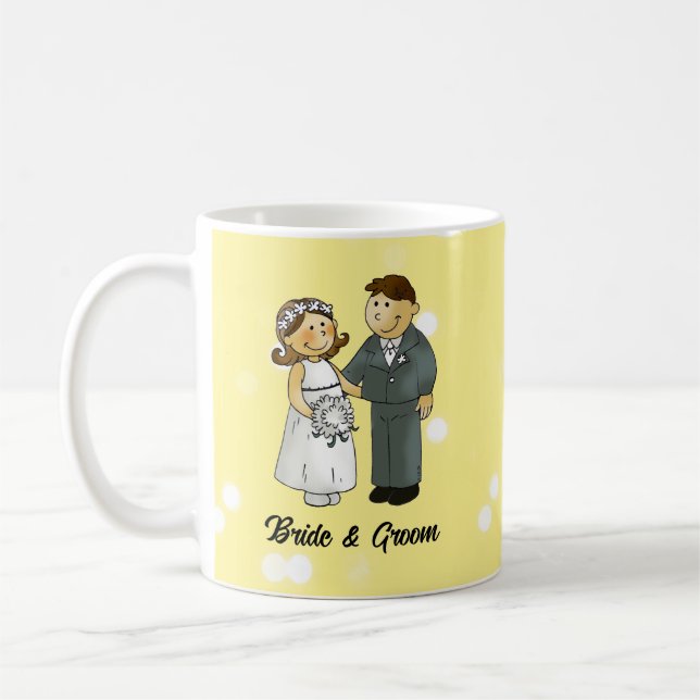 Caneca De Café Noiva e Noivo Celebração de Casamento Fofo (Esquerda)