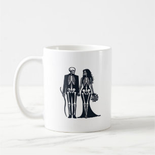 Caneca De Café Noiva e noivo de esqueleto gótico - Até a morte no