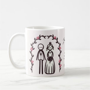 Caneca De Café Noiva e Noivo Personalizados em Forma de Boneco de