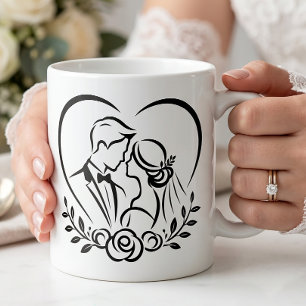 Caneca De Café noiva e noivo, recém-casados, casamento romântico,