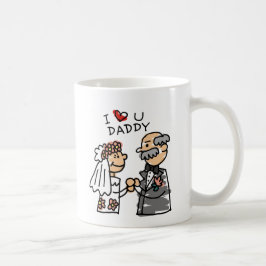 Caneca De Café Noiva E Pai No Dia De Casamento Antes Da Cerimônia