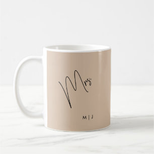 Caneca De Café Noiva Moderna Borige + Script Preto