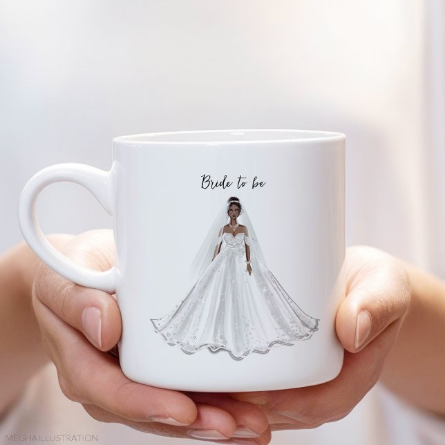 Caneca De Café Noiva negra, vestido branco, (Criador carregado)