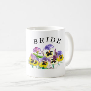 Caneca De Café Noiva Pansies Floral Vintage Boho Wedding