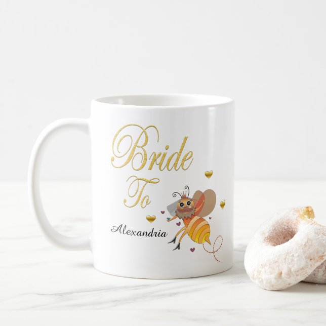 Caneca De Café Noiva Para Ser Personalizado Noivado (Com Donut)