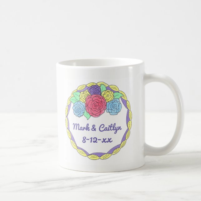 Caneca De Café Noivado de aniversário personalizado do Bolo de Ca (Direita)
