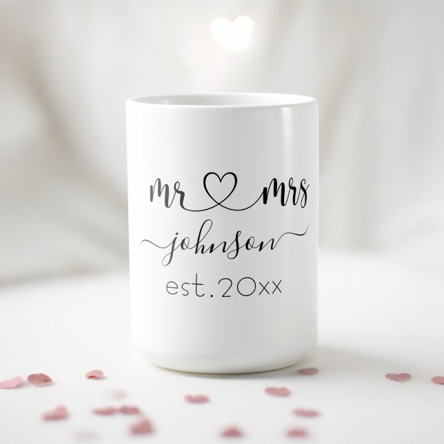 Caneca De Café Noivado de casamento Sr. Sra. Nome Personalizado (Criador carregado)